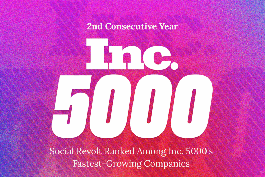Social Revolt Agency makes it on the Inc 5000 list for a second consecutive uear.