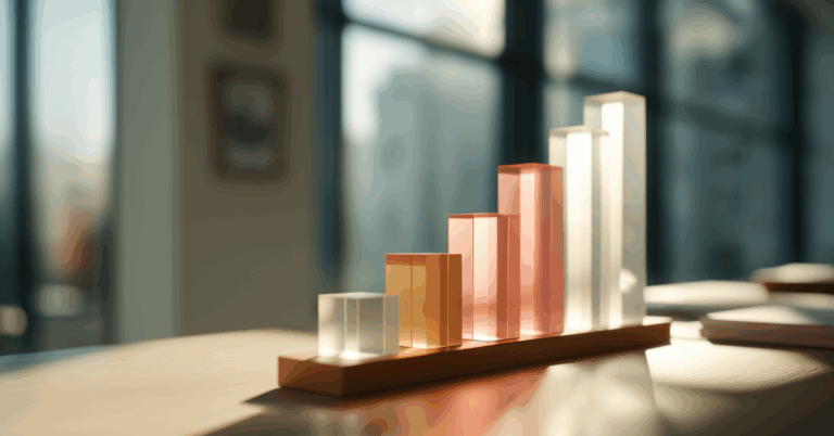 Stacked clear blocks ascending in order to represent a positive trend.
