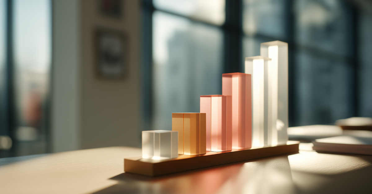 Stacked clear blocks ascending in order to represent a positive trend.