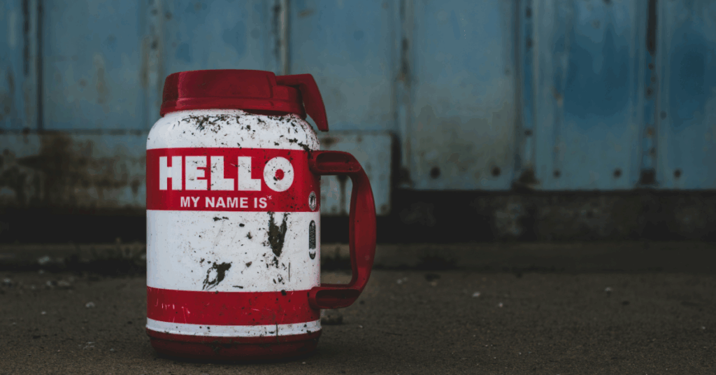 Personalized thermos mug.